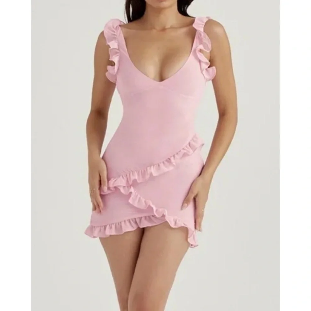 pink quartz mini dress Pink Collared Mini Cover-Up Dress for Beach Vacation